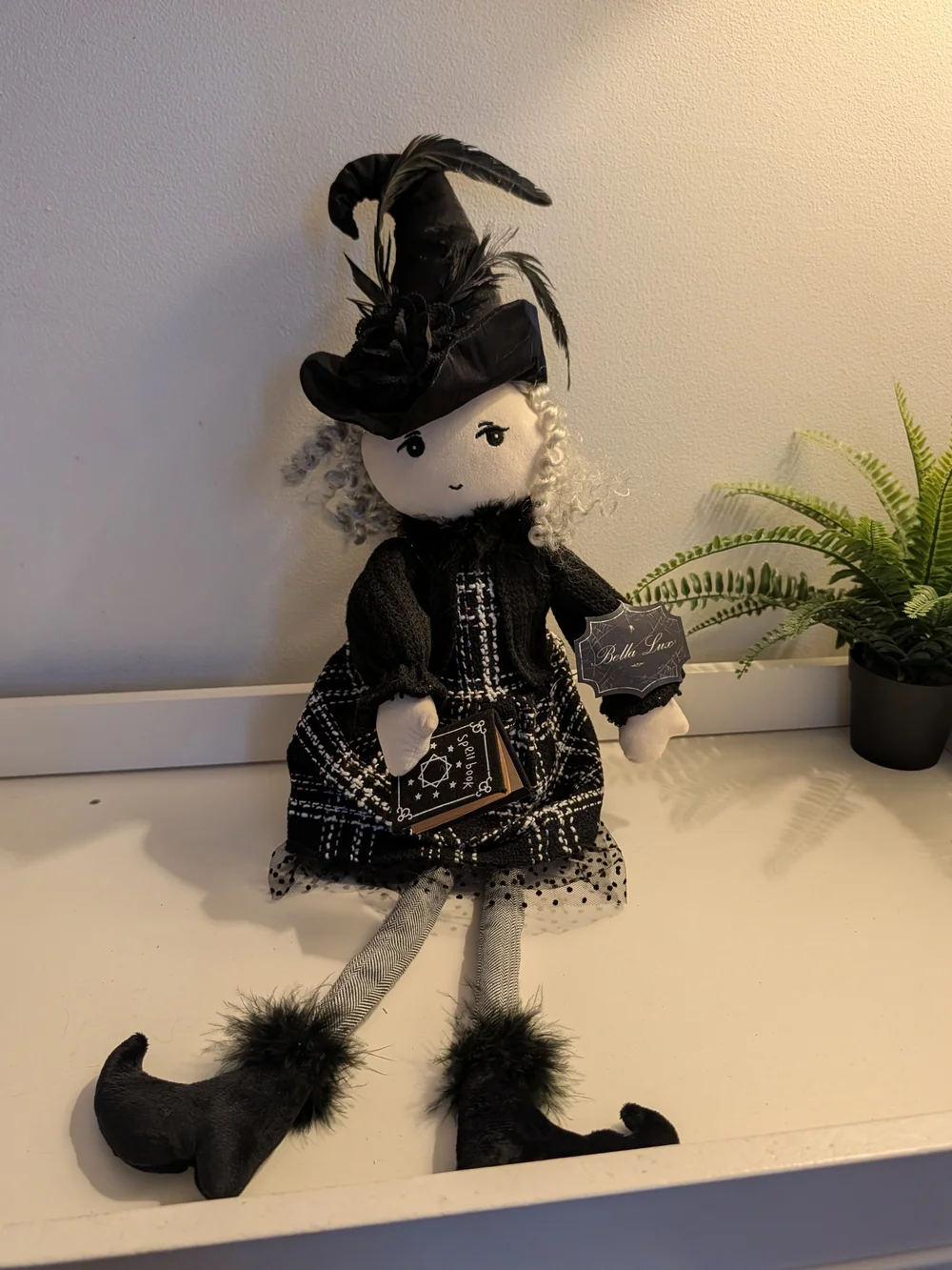 Black Witch Doll Home Accent Set - Decorative Plush Figurines
